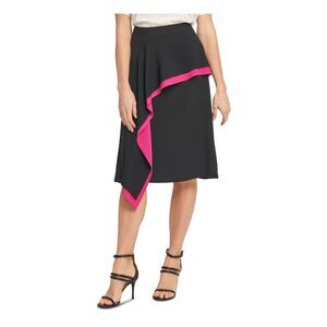 DKNY Womens Pink Ruffled Below The Knee A-Line Skirt Size: 2
